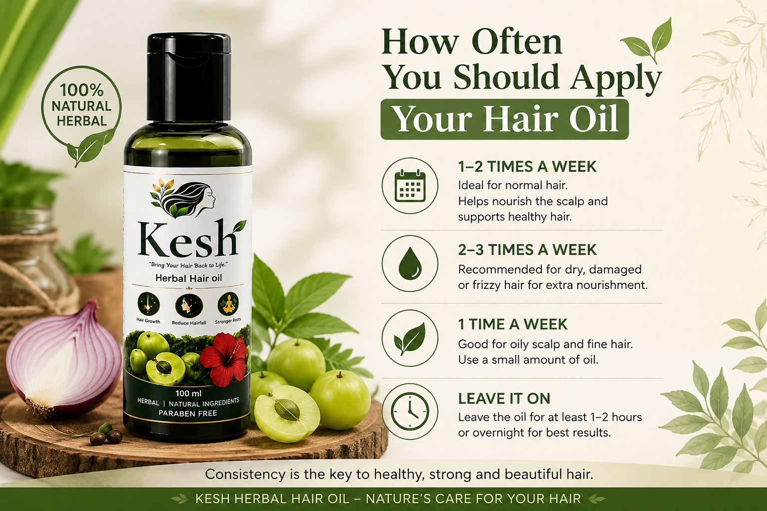 Woman applying hair oil to scalp - KESH Herbal hair care guide